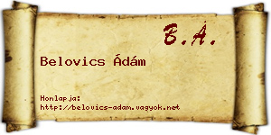 Belovics Ádám névjegykártya
