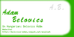 adam belovics business card